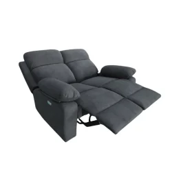 Divani-BellaHome Divano 2 posti "annika" con 2 recliner grigio canna di fucile 145x93x101cm