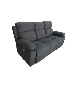 BellaHome Divani|Divano 3 posti "annika" con 2 recliner grigio canna di fucile 198x93x101 cm