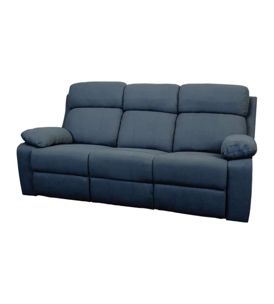 Best Divano 3 posti "annika" con recliner manuale in tessuto blu, 198x93x101 cm Divani