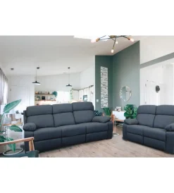 Best Divano 3 posti "annika" con recliner manuale in tessuto blu, 198x93x101 cm Divani