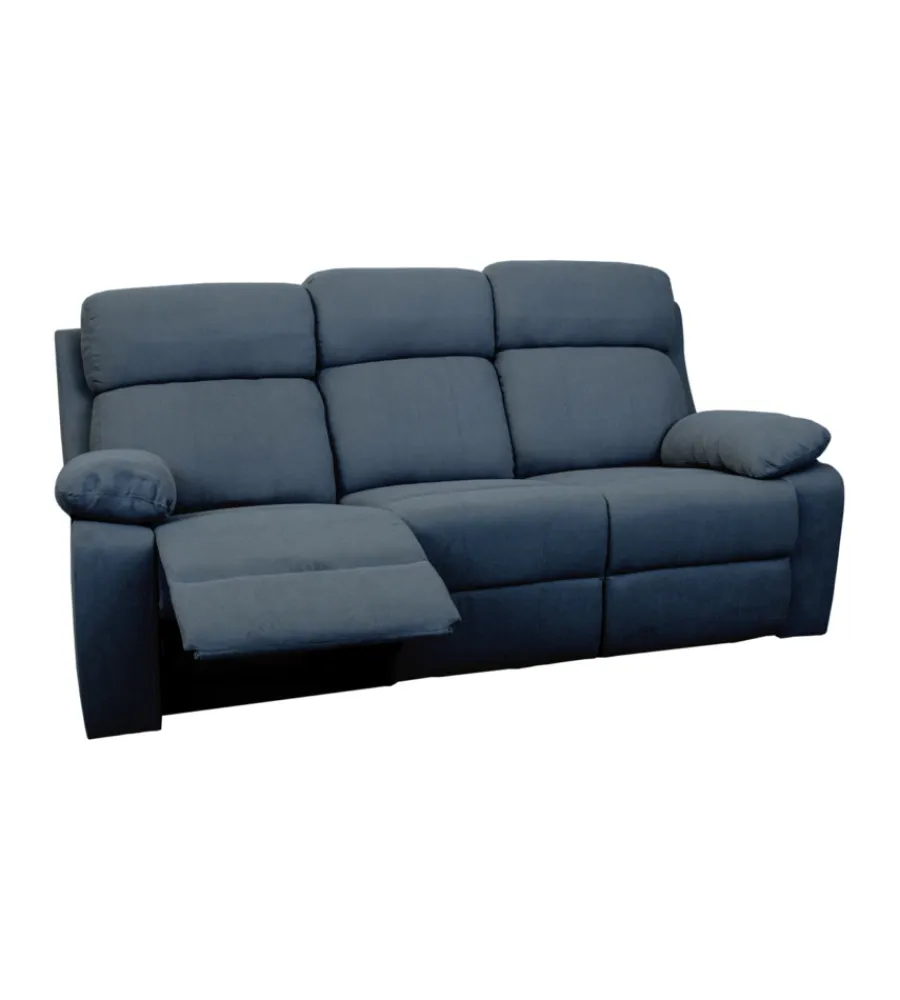 Best Divano 3 posti "annika" con recliner manuale in tessuto blu, 198x93x101 cm Divani