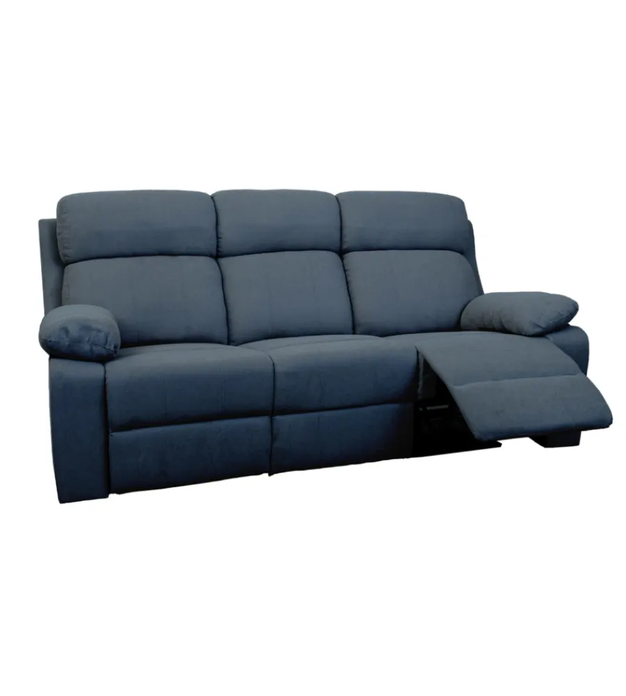 Best Divano 3 posti "annika" con recliner manuale in tessuto blu, 198x93x101 cm Divani