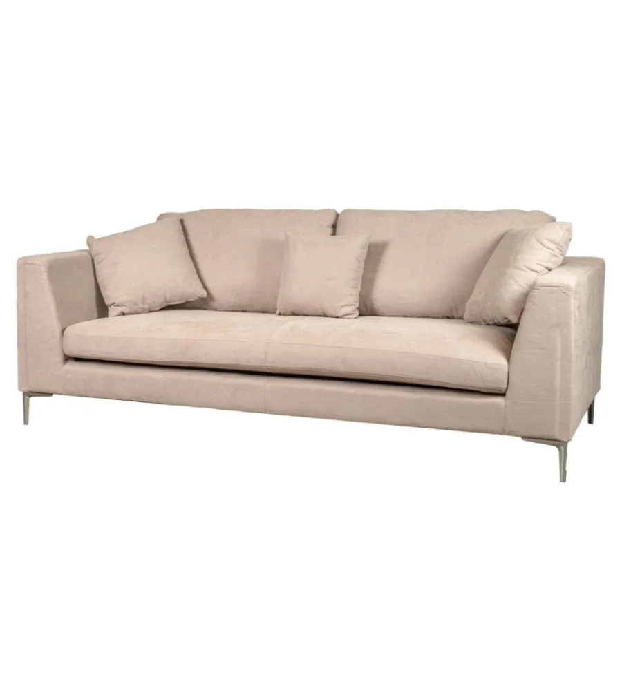 BellaHome Divani|Divano 3 posti "camilla" beige 222x104x56,5 cm