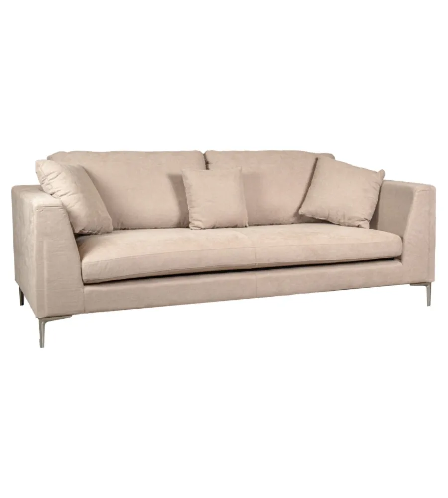 BellaHome Divani|Divano 3 posti "camilla" beige 222x104x56,5 cm