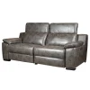 Divani-BellaHome Divano 3 posti "giulia" con sistema relax, in ecopelle effetto invecchiato grigio 210x106x85 cm