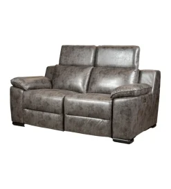 Clearance Divano 2 posti "giulia" con sistema relax, in ecopelle effetto invecchiato grigio 170x106x85 cm Divani