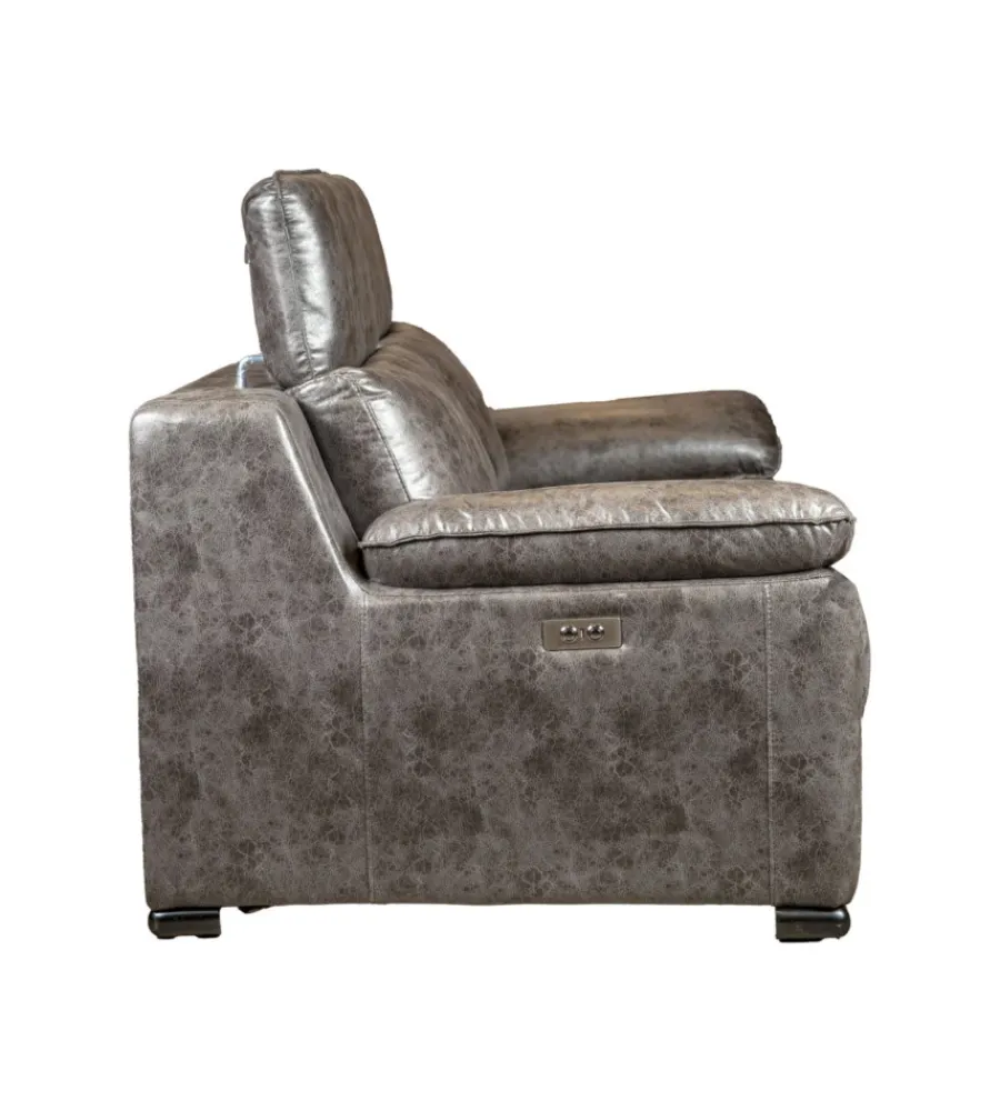 Clearance Divano 2 posti "giulia" con sistema relax, in ecopelle effetto invecchiato grigio 170x106x85 cm Divani