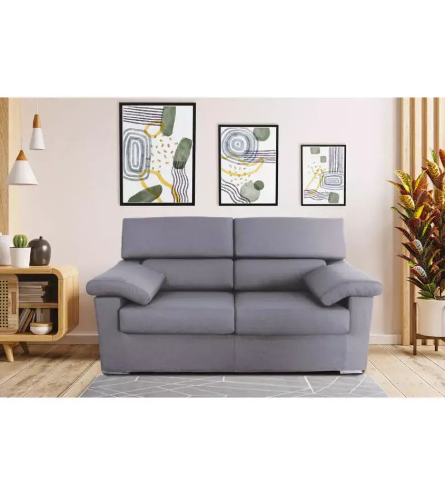 Divani-BellaHome Divano 2 posti "venezia" grigio tessuto sfoderabile e antimacchia, 160x93x93 cm