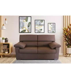 BellaHome Divani|Divano 2 posti "venezia" marrone tessuto sfoderabile e antimacchia, 160x93x93 cm