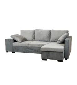 BellaHome Divani|Divano angolare "jessy" con contenitore pouf e penisola destra 247x155x94 cm