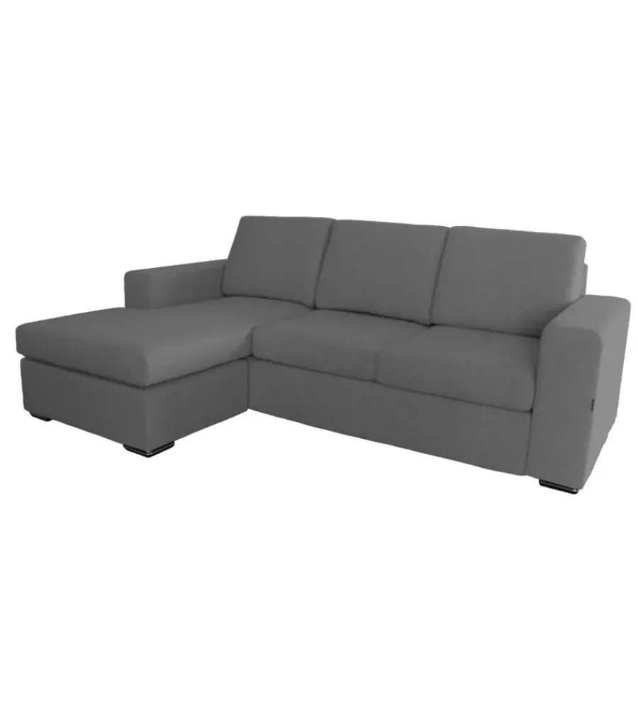 Divani-BellaHome Divano con penisola reversibile "bologna" grigio tessuto sfoderabile e antimacchia, 235x165x88 cm