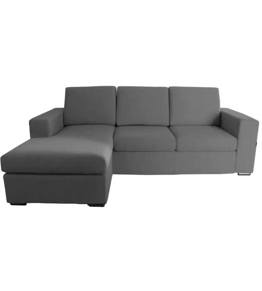 Divani-BellaHome Divano con penisola reversibile "bologna" grigio tessuto sfoderabile e antimacchia, 235x165x88 cm