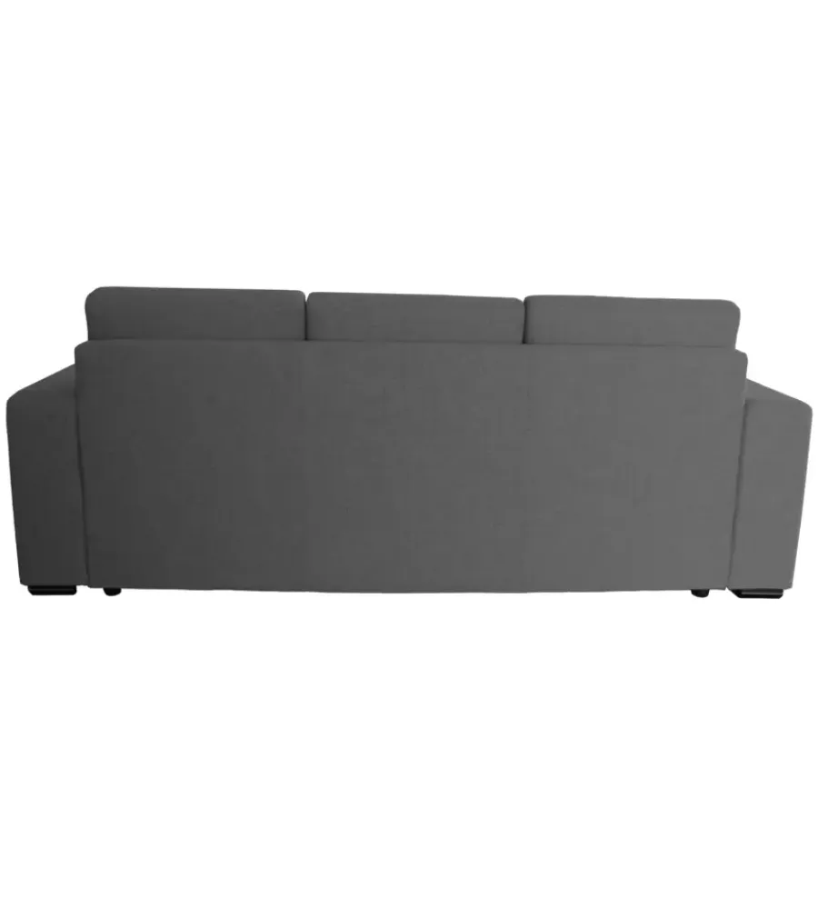 Divani-BellaHome Divano con penisola reversibile "bologna" grigio tessuto sfoderabile e antimacchia, 235x165x88 cm