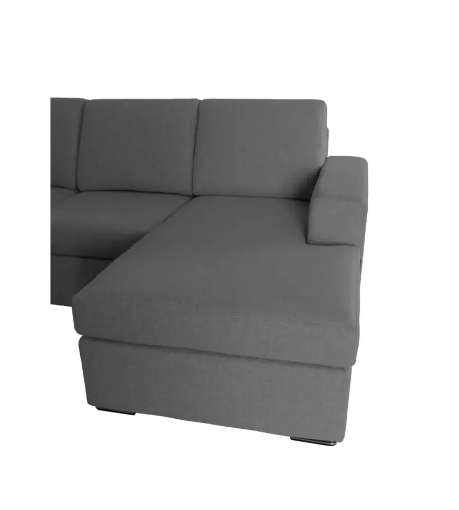 Divani-BellaHome Divano con penisola reversibile "bologna" grigio tessuto sfoderabile e antimacchia, 235x165x88 cm