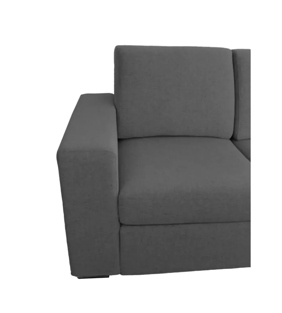 Divani-BellaHome Divano con penisola reversibile "bologna" grigio tessuto sfoderabile e antimacchia, 235x165x88 cm