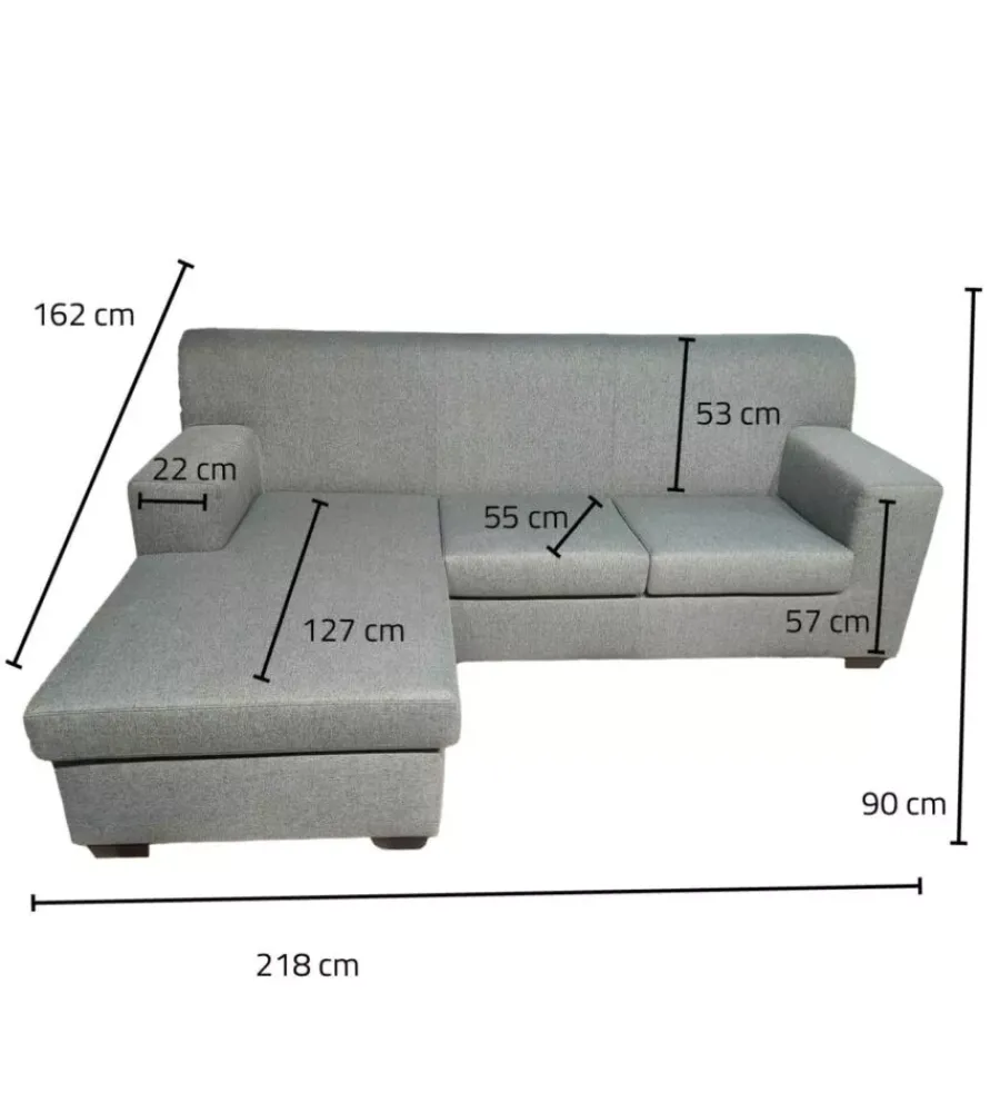 Sale Divano con penisola reversibile bellahome "tris" grigio 218x162x90cm Divani