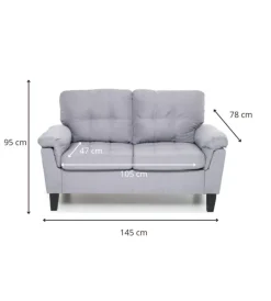 Discount Divano "denver" 2 posti tessuto grigio, 145x95x78 cm Divani