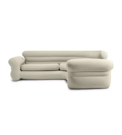 Divano gonfiabile angolare colore beige con braccioli, 257x203x76 cm - cod. 68575np Piscine