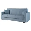 BellaHome Divani|Divano letto "afrodite" 3 posti in tessuto grigio-blu 212x80x87 cm