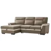 BellaHome Divani|Divano letto angolare "erika" in tessuto marrone con penisola a destra 254x92/165x102 cm