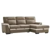 Divani-BellaHome Divano letto angolare "erika" in tessuto marrone con penisola a sinistra 254x92/165x102 cm
