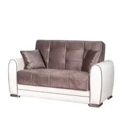 Sale Divano letto "apollo" 2 posti in ecopelle grigio e bianco, 163x84x91 cm Divani