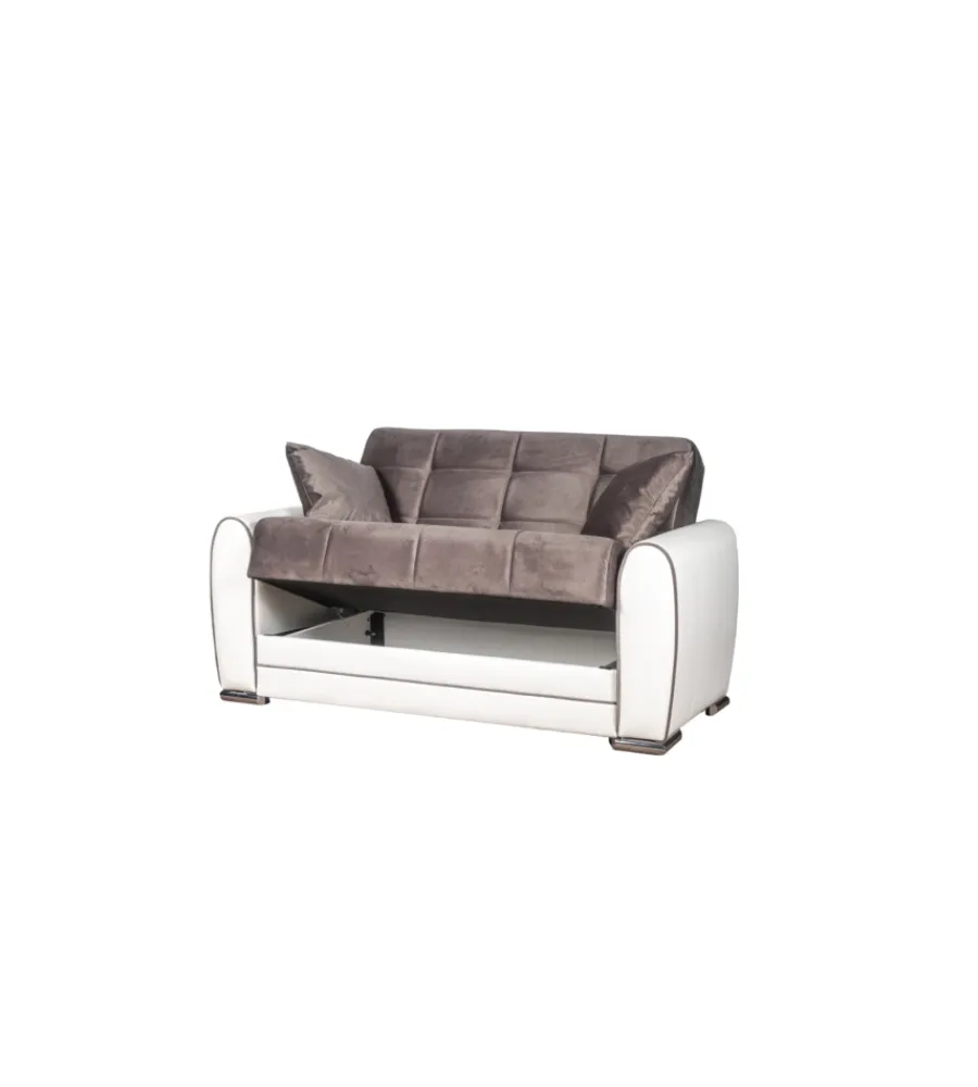 Sale Divano letto "apollo" 2 posti in ecopelle grigio e bianco, 163x84x91 cm Divani