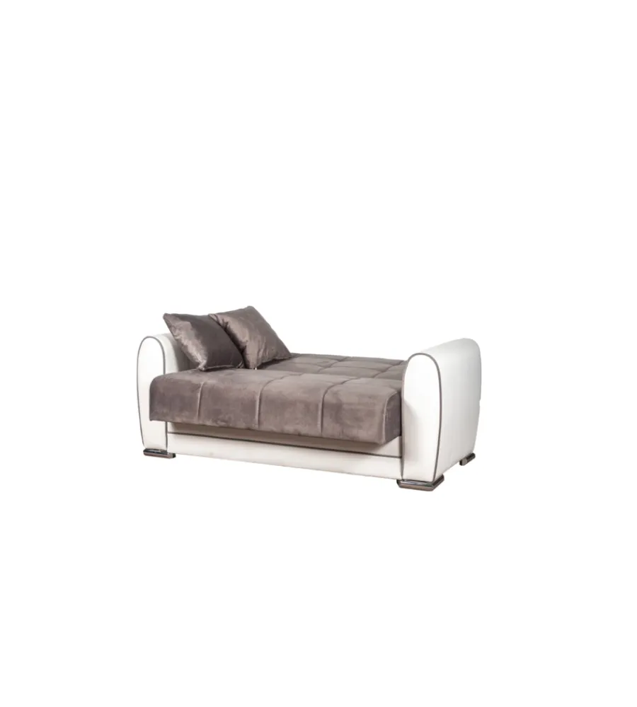 Sale Divano letto "apollo" 2 posti in ecopelle grigio e bianco, 163x84x91 cm Divani