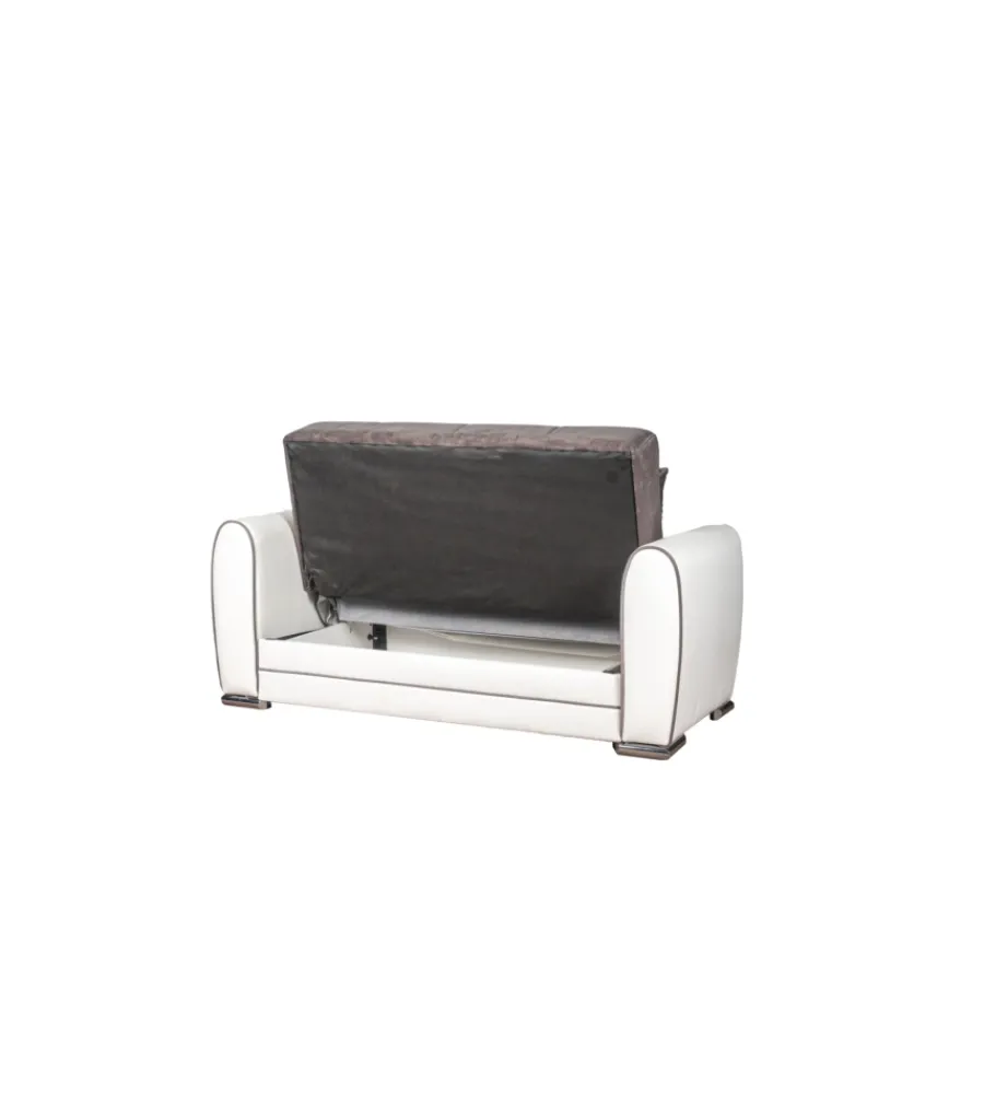 Sale Divano letto "apollo" 2 posti in ecopelle grigio e bianco, 163x84x91 cm Divani