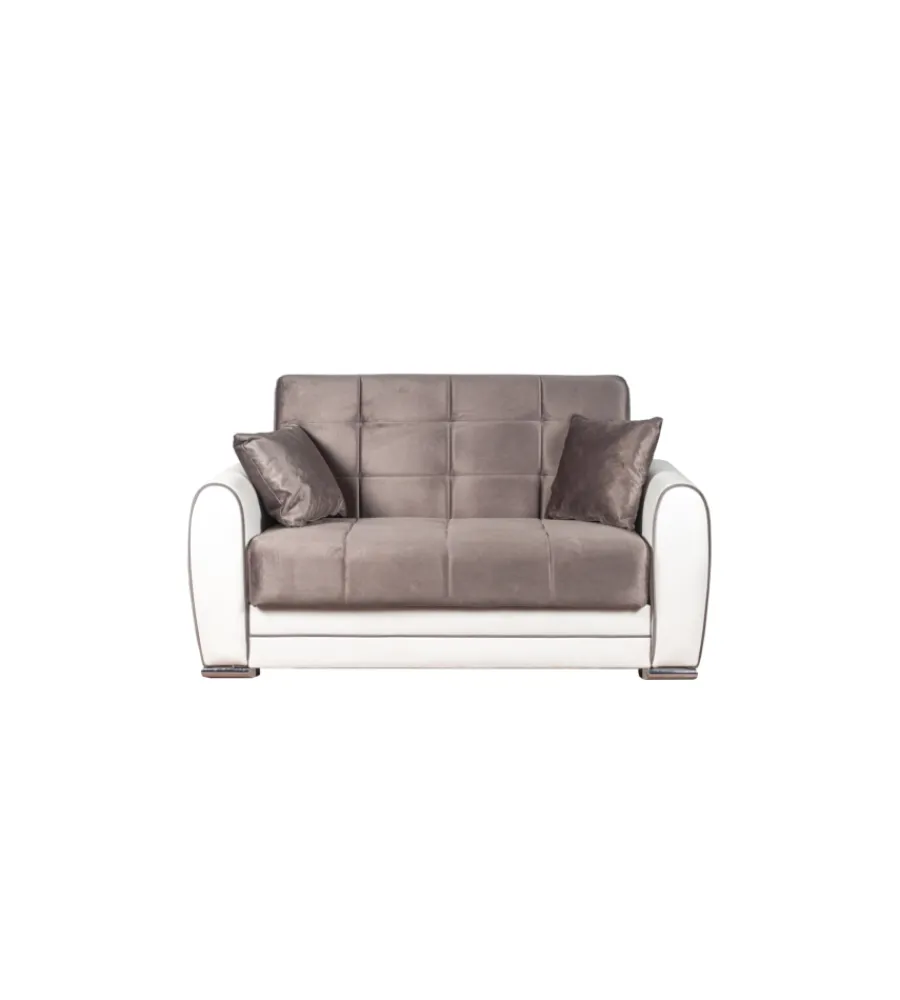 Sale Divano letto "apollo" 2 posti in ecopelle grigio e bianco, 163x84x91 cm Divani