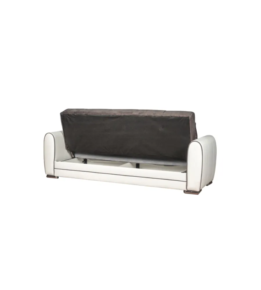 BellaHome Divani|Divano letto "apollo" 3 posti in ecopelle grigio e bianco, 220x84x91 cm