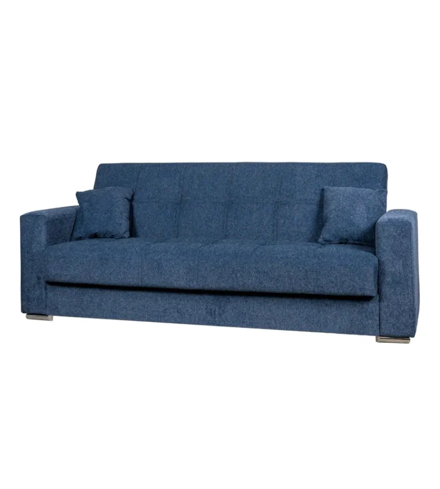 Discount Divano letto "atena" 3 posti in tessuto blu scuro, 226x85x92 cm Divani