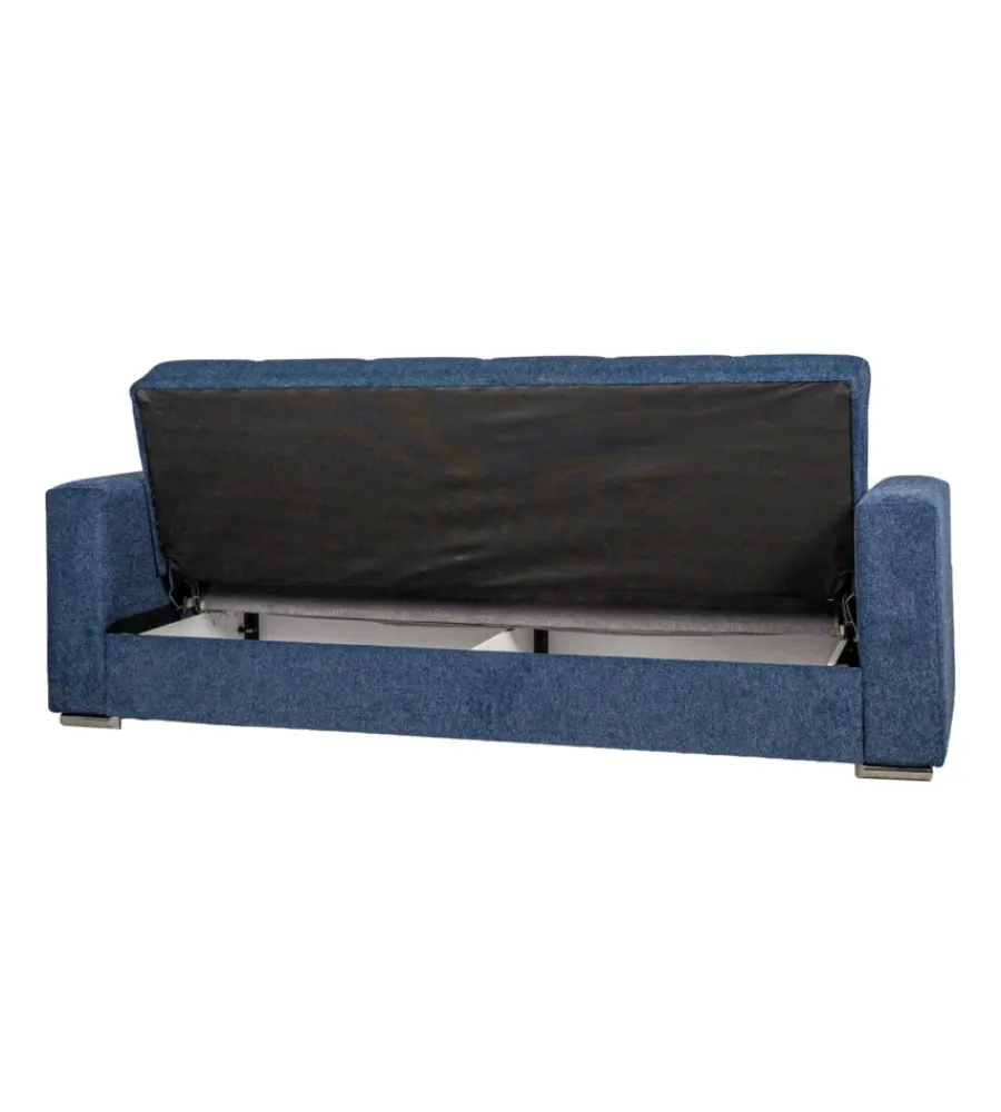Discount Divano letto "atena" 3 posti in tessuto blu scuro, 226x85x92 cm Divani