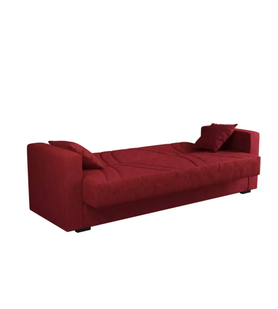 Divani-BellaHome Divano letto "ibiza" 3 posti tessuto rosso, 214x89x81 cm