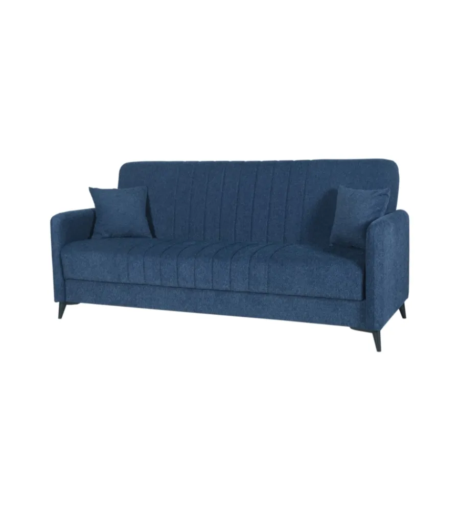 BellaHome Divani|Divano letto "libra" 3 posti dark blue 211x92x98 cm