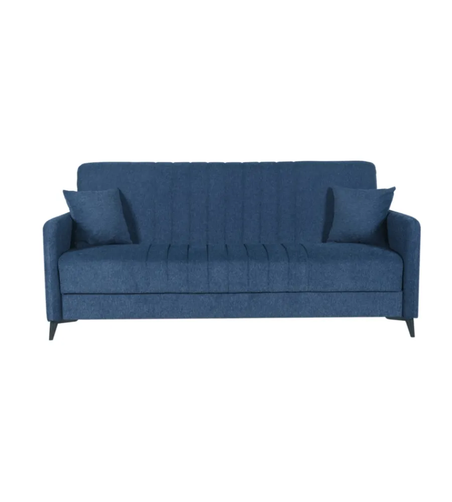 BellaHome Divani|Divano letto "libra" 3 posti dark blue 211x92x98 cm