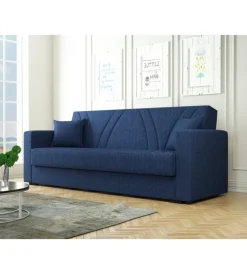 Divani-BellaHome Divano letto "ibiza" 3 posti tessuto blue jeans, 214x81x89 cm