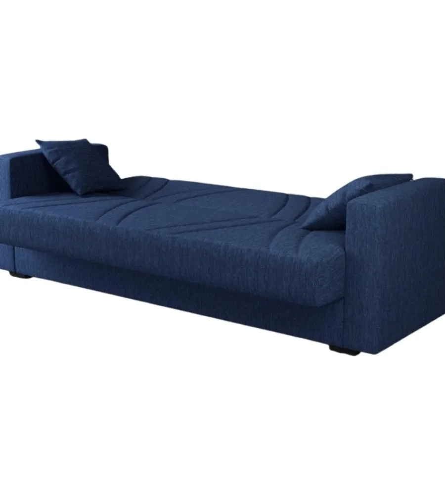 Divani-BellaHome Divano letto "ibiza" 3 posti tessuto blue jeans, 214x81x89 cm