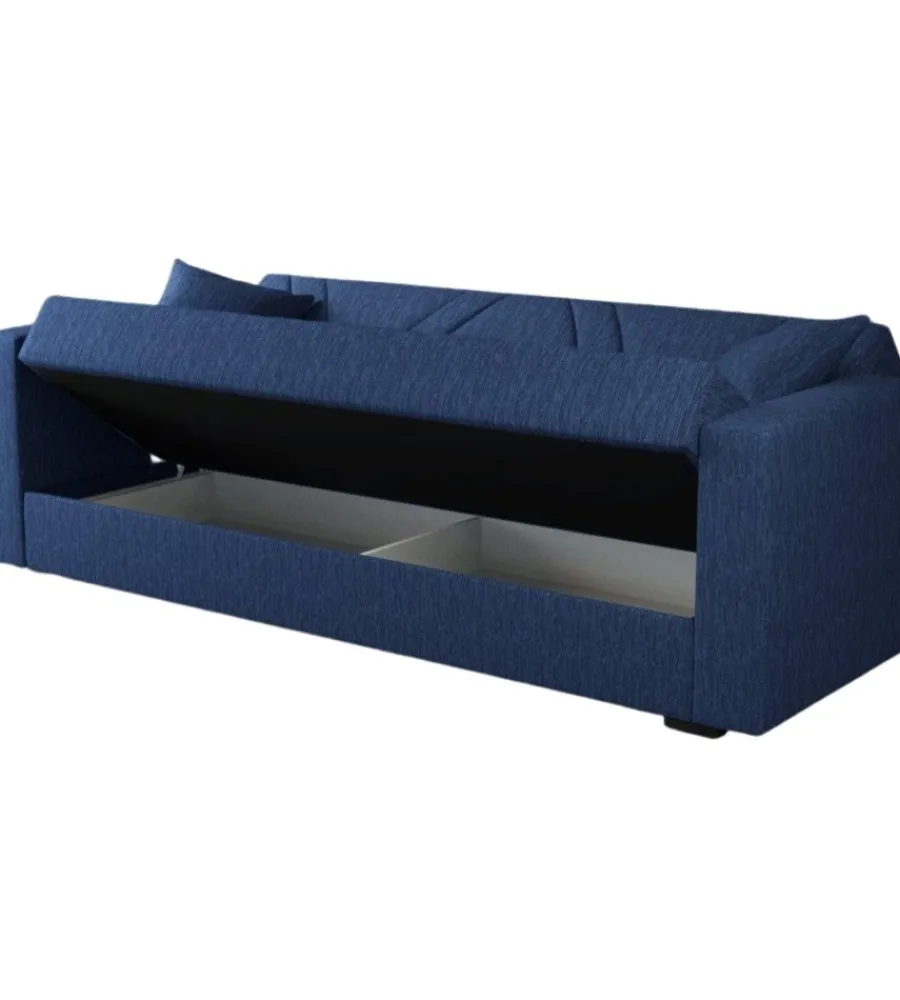 Divani-BellaHome Divano letto "ibiza" 3 posti tessuto blue jeans, 214x81x89 cm