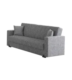 Outlet Divano letto "mali" 3 posti in tessuto grigio con cassettone, 212x74x83 cm Divani
