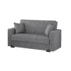 BellaHome Divani|Divano letto "mali" 2 posti con cassettone in tessuto grigio, 152x74x83 cm