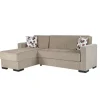 BellaHome Divani|Divano letto "merlin" con cassettone e penisola reversibile beige, 225x150x81 cm