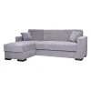 BellaHome Divani|Divano letto "merlin" in tessuto grigio con cassettone e penisola reversibile, 225x150x81 cm