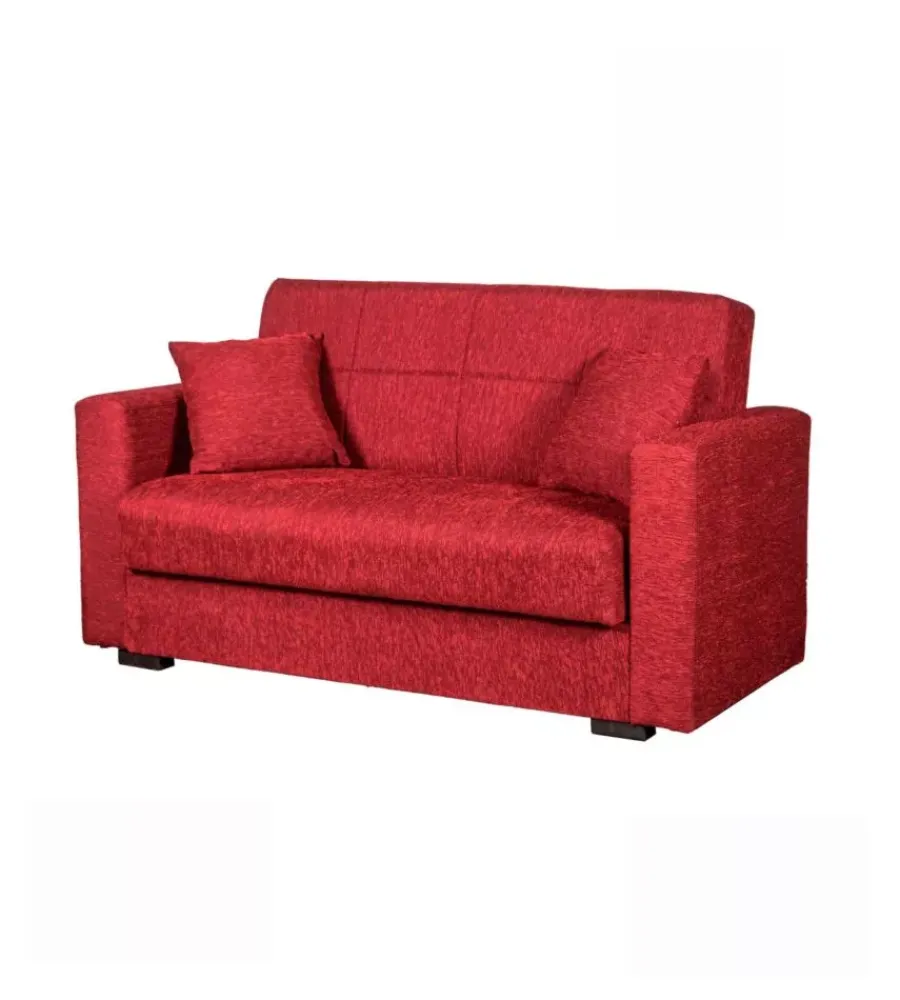 Divani-BellaHome Divano letto "nora" 2 posti in tessuto rosso, 155x80x87 cm