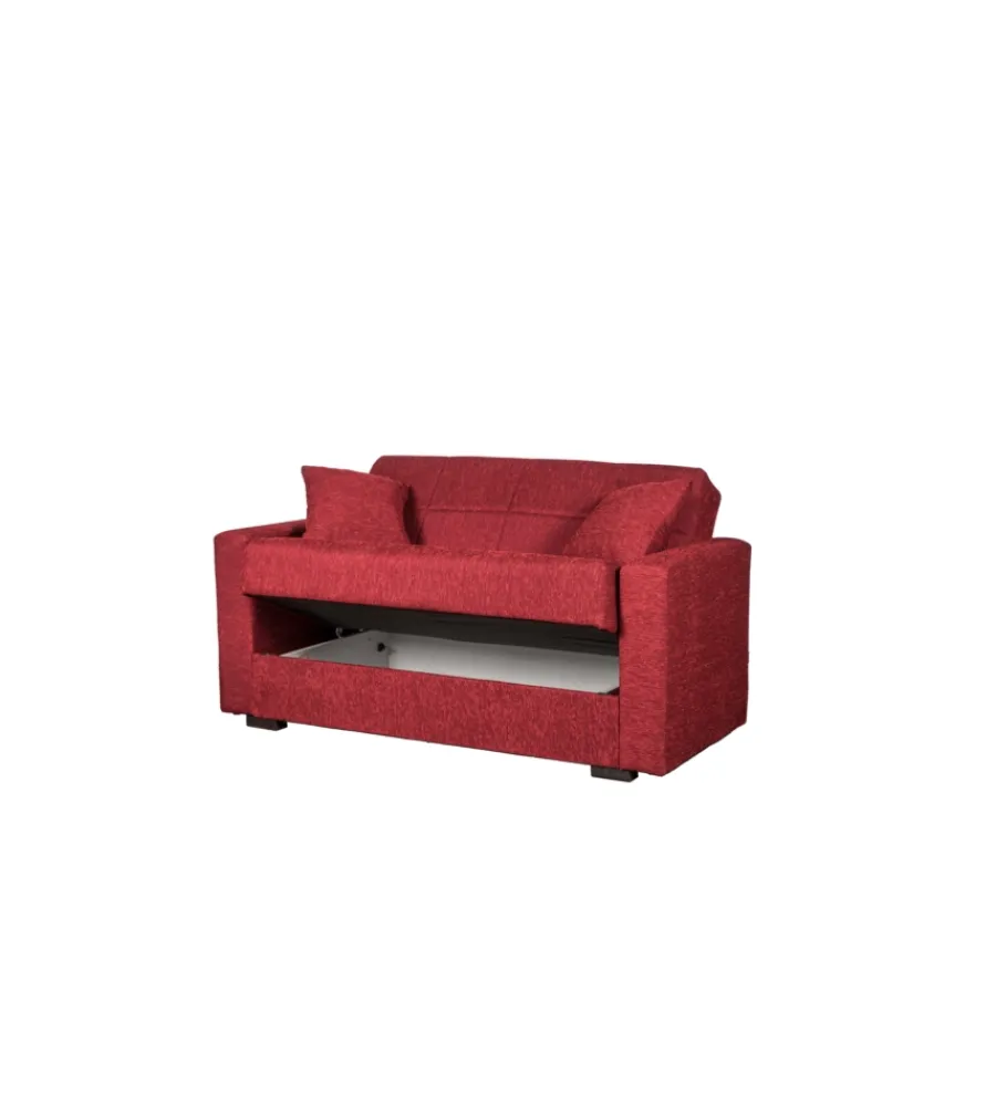 Divani-BellaHome Divano letto "nora" 2 posti in tessuto rosso, 155x80x87 cm