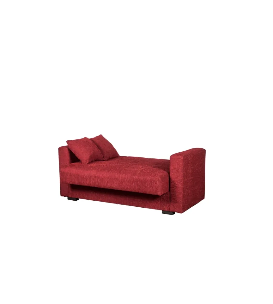 Divani-BellaHome Divano letto "nora" 2 posti in tessuto rosso, 155x80x87 cm