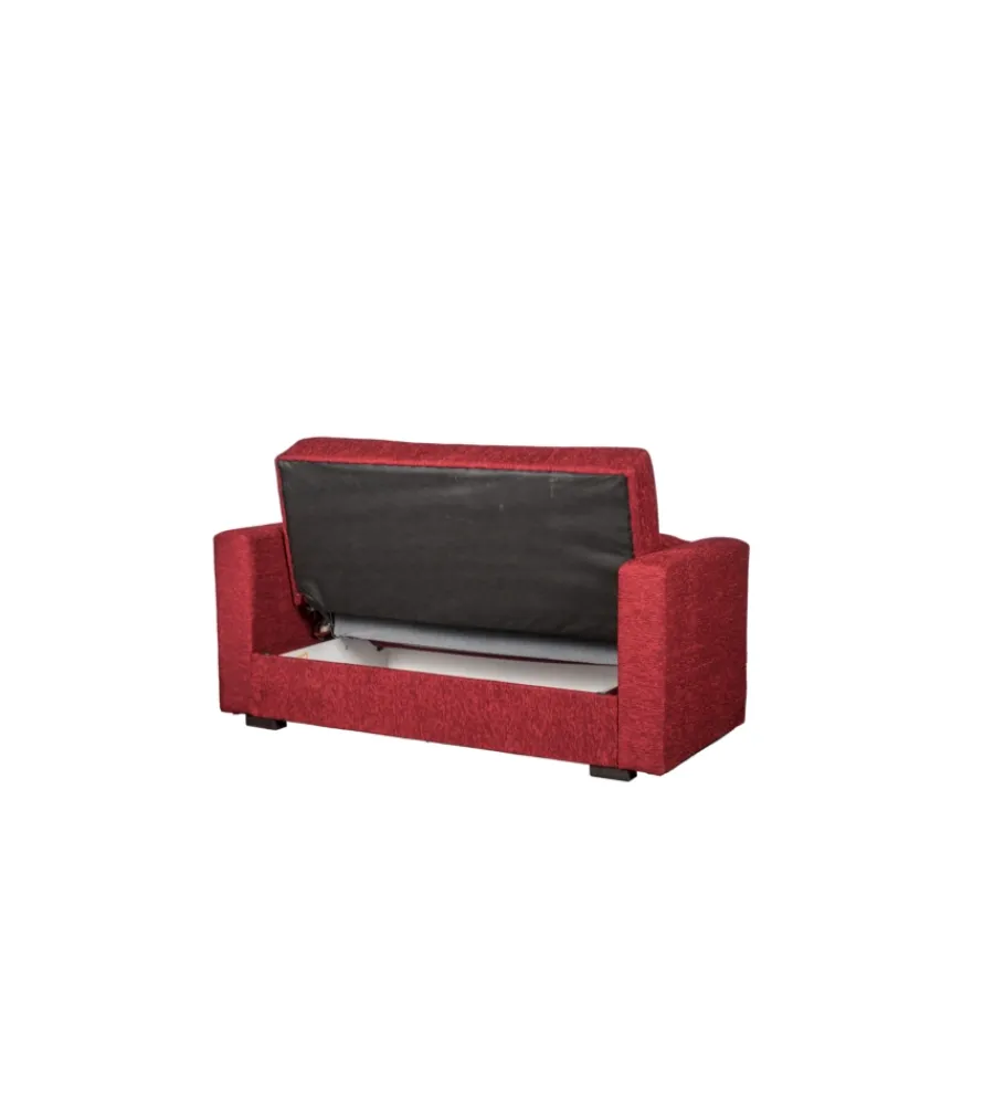 Divani-BellaHome Divano letto "nora" 2 posti in tessuto rosso, 155x80x87 cm