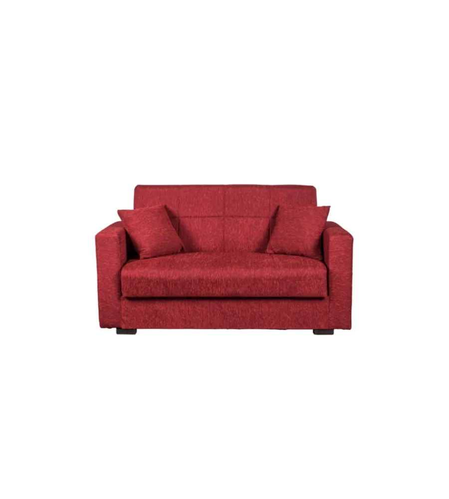 Divani-BellaHome Divano letto "nora" 2 posti in tessuto rosso, 155x80x87 cm