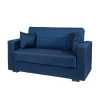 Divani-BellaHome Divano letto "nora" 2 posti in tessuto blu, 155x80x87 cm