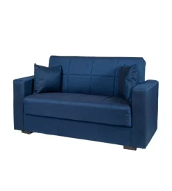 Divani-BellaHome Divano letto "nora" 2 posti in tessuto blu, 155x80x87 cm